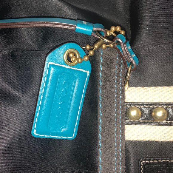 Coach Black Purse Dual Black, Tan, Turq L05M-126 - Picture 4 of 8